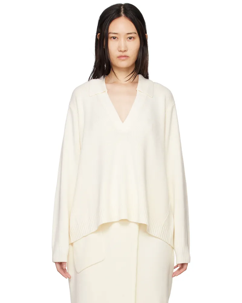 Subtle Le Nguyen Off-White Spread Collar Polo Off