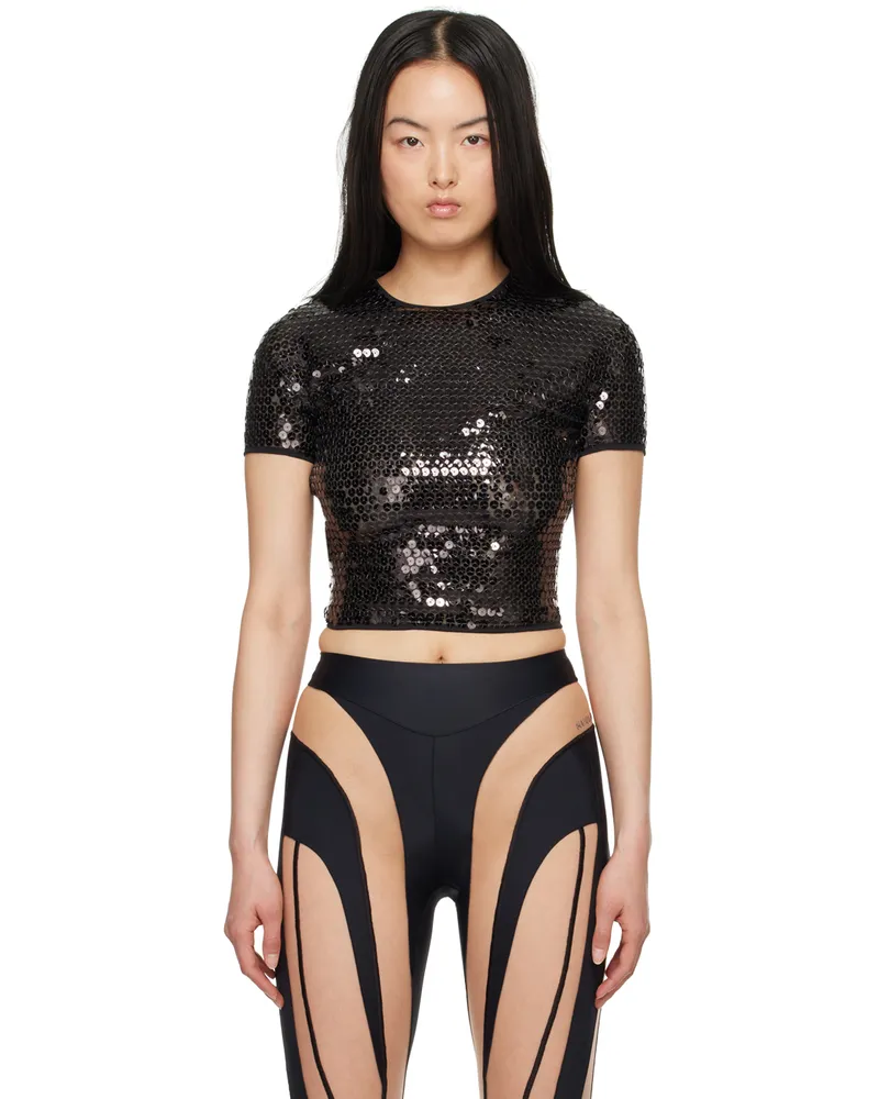 Thierry Mugler Black Cropped T-Shirt 1999
