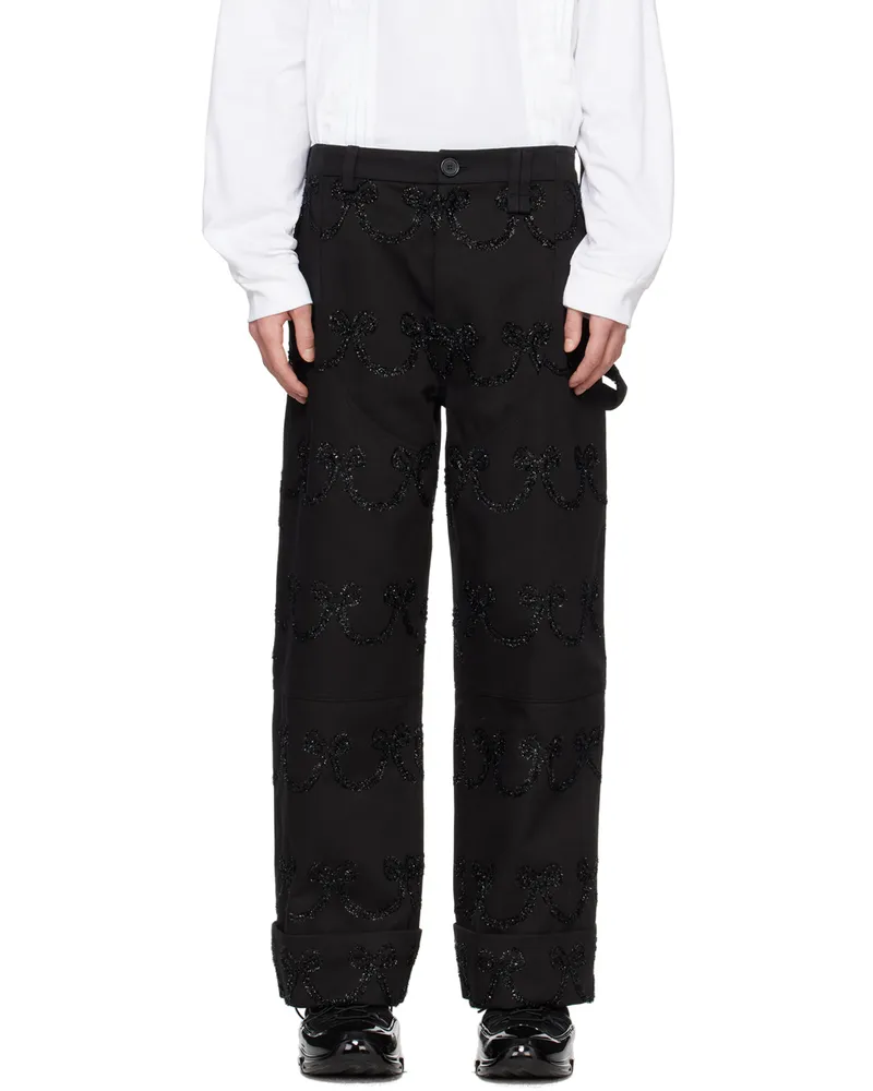 Simone Rocha Black Embroidered Jeans Black