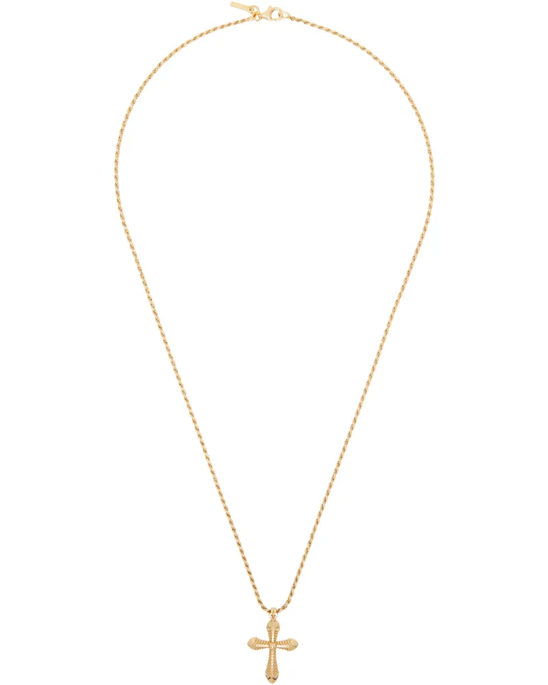 Emanuele Bicocchi SSENSE Exclusive Gold Thin Cross Necklace