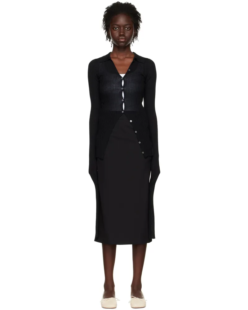 QUIRA SSENSE Exclusive Black Spread Collar Cardigan Black