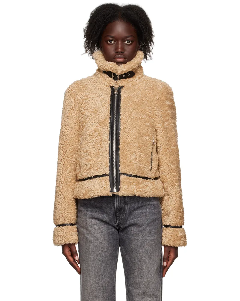 STAND Tan Audrey Faux-Fur Jacket Nougat