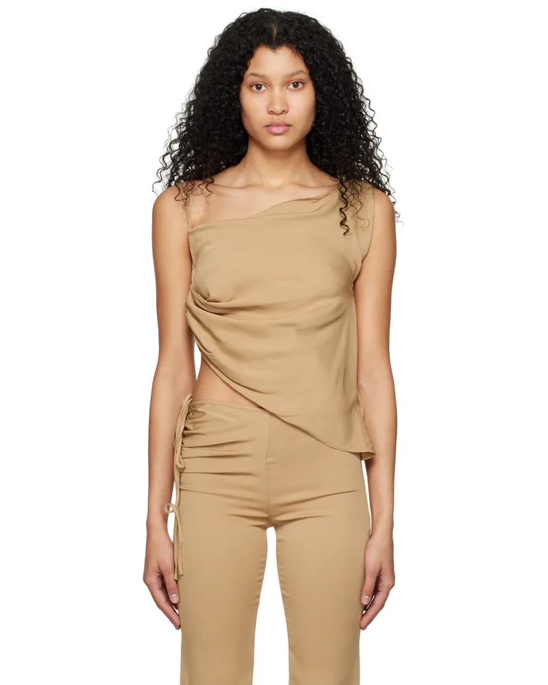 Christopher Esber Tan Draped Top Tannin