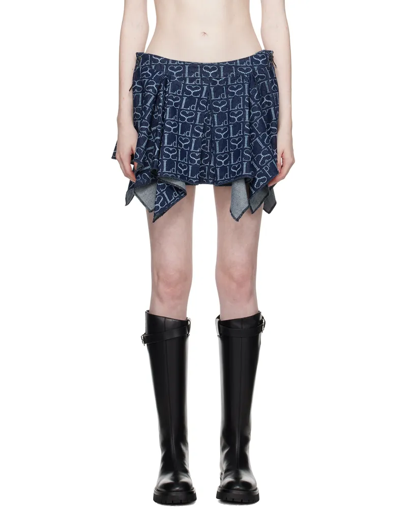 Ludovic de Saint Sernin Indigo Ice Skating Denim Miniskirt Indigo