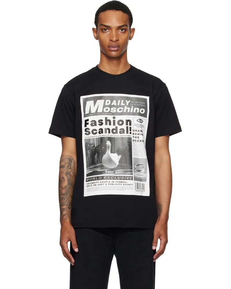 Moschino Black Embroidered Goose T-shirt Multi