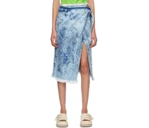 Blue Acid Wash Denim Midi Skirt