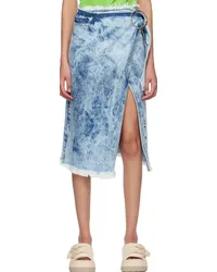 Marques ' Almeida Blue Acid Wash Denim Midi Skirt Acid