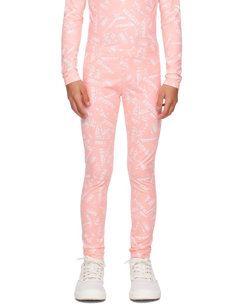 Maison Margiela Kids Pink Logo Leggings M6302