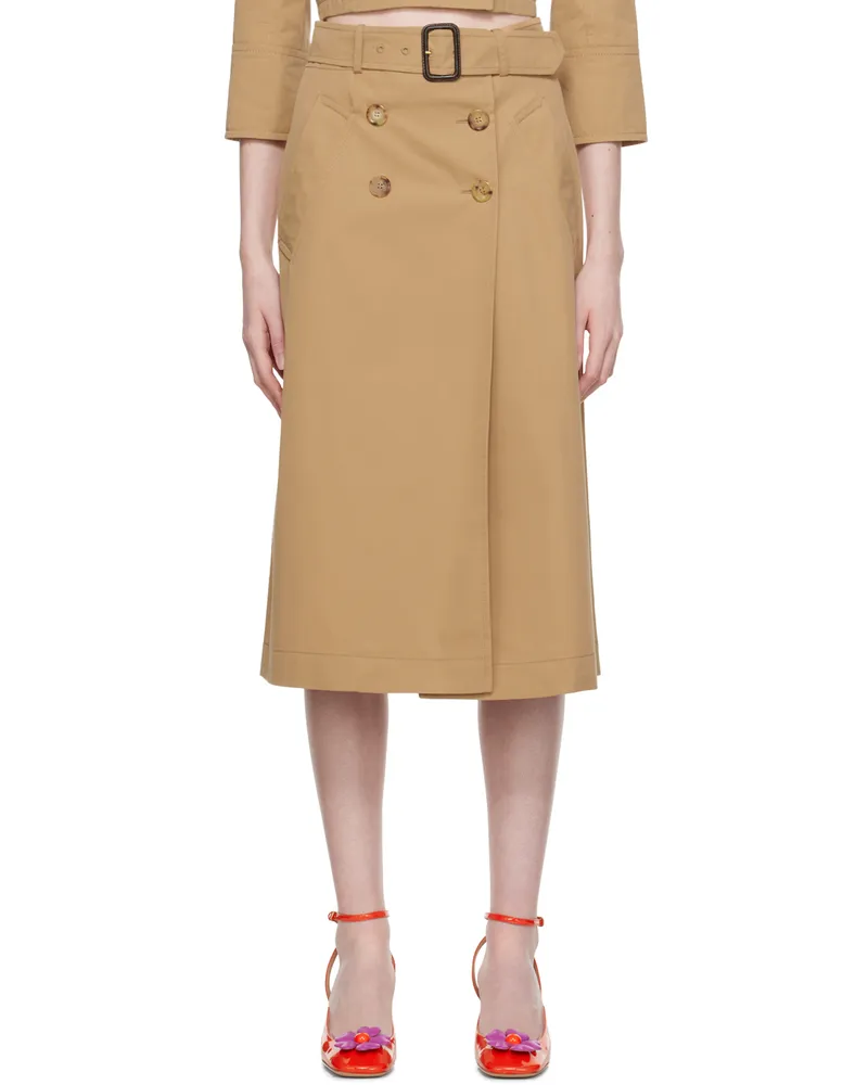 Moschino Beige Belted Midi Skirt J0018
