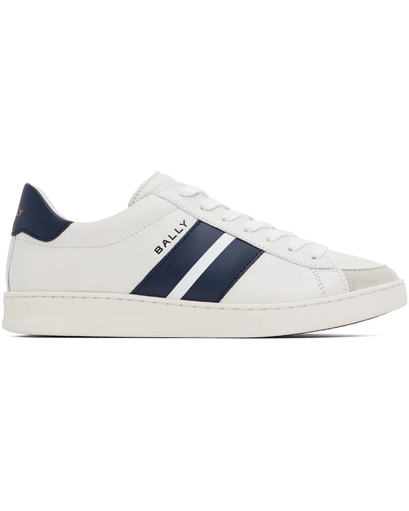 Bally White & Navy Tennis Sneakers