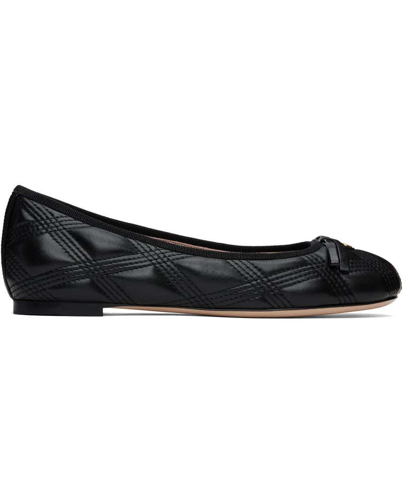 Valentino Garavani Black Quiltie 67 Ballerina Flats 0no
