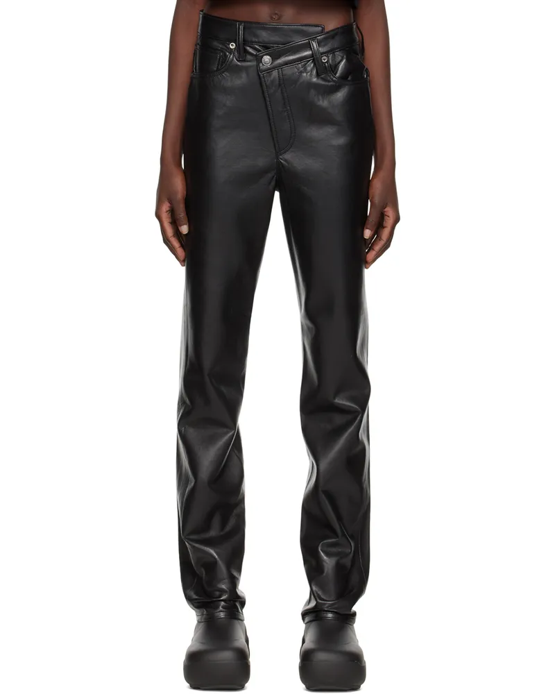 AGOLDE Black Criss-Cross Leather Pants Detox
