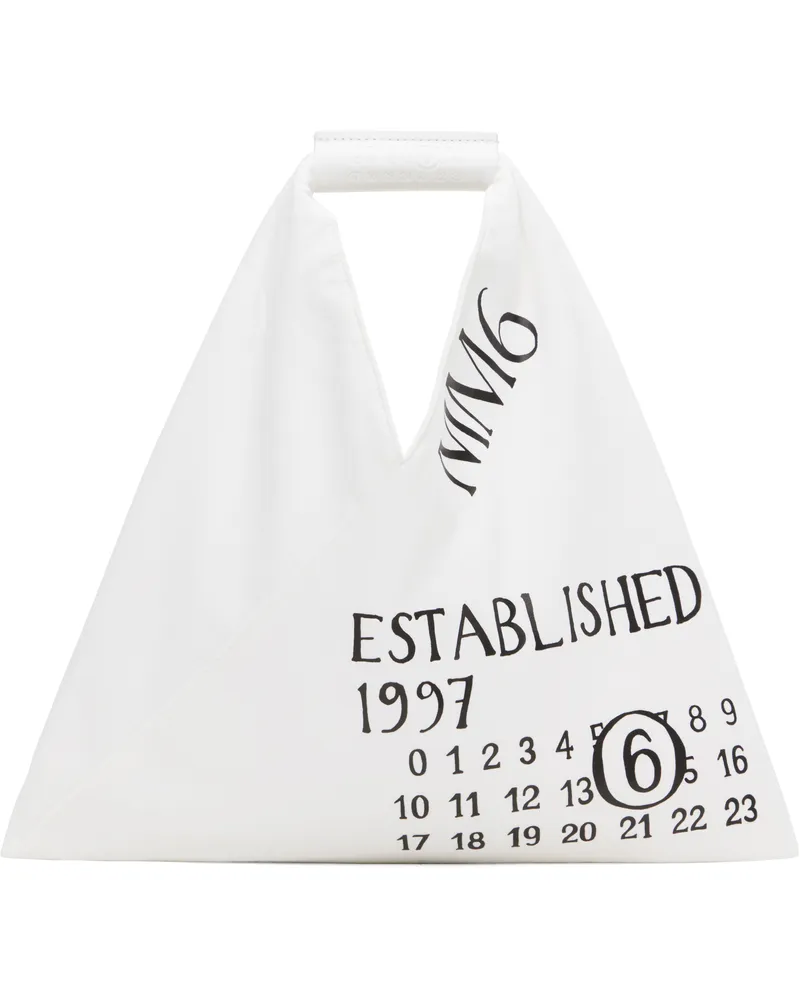 Maison Margiela White Jersey 'Established Print' Mini Tote T1003