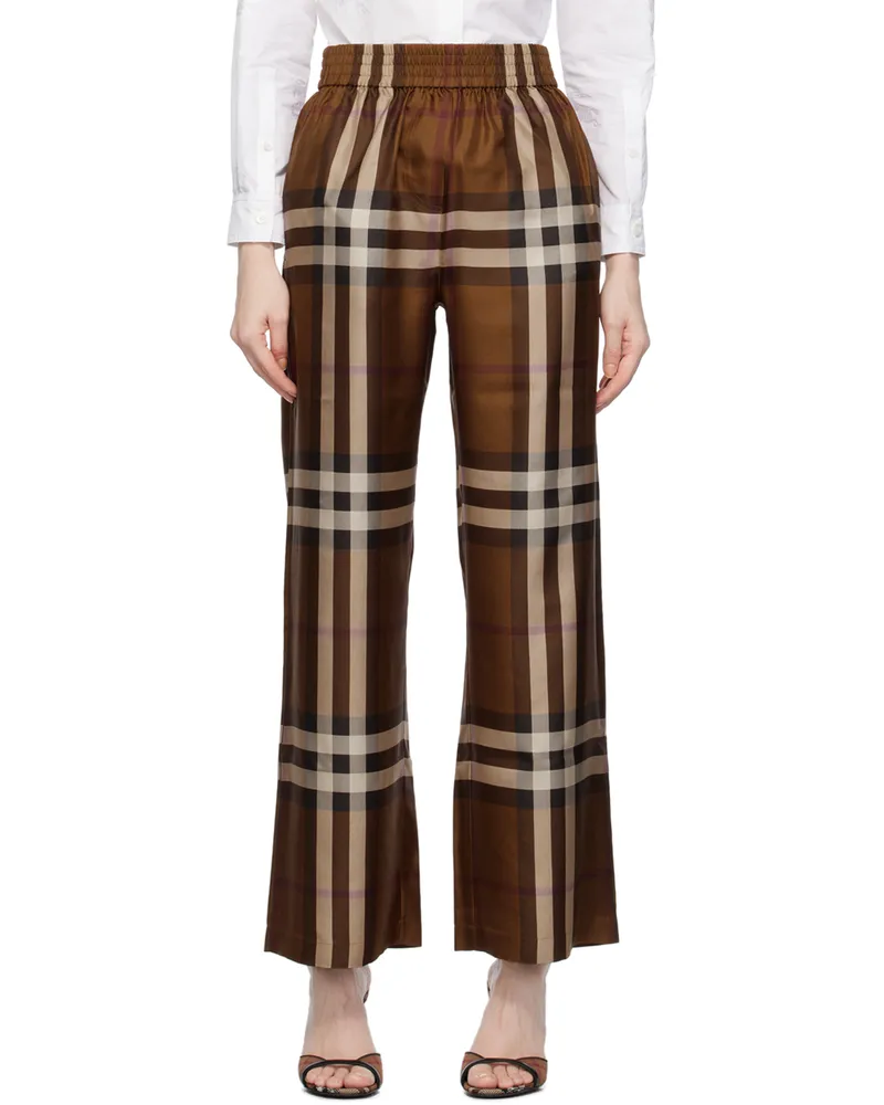 Burberry Brown Check Trousers Dark