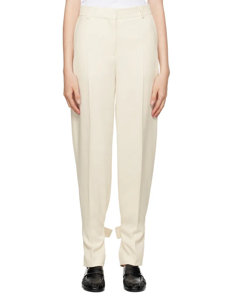 Totême Off-White Buckled Slouch Trousers Ecru
