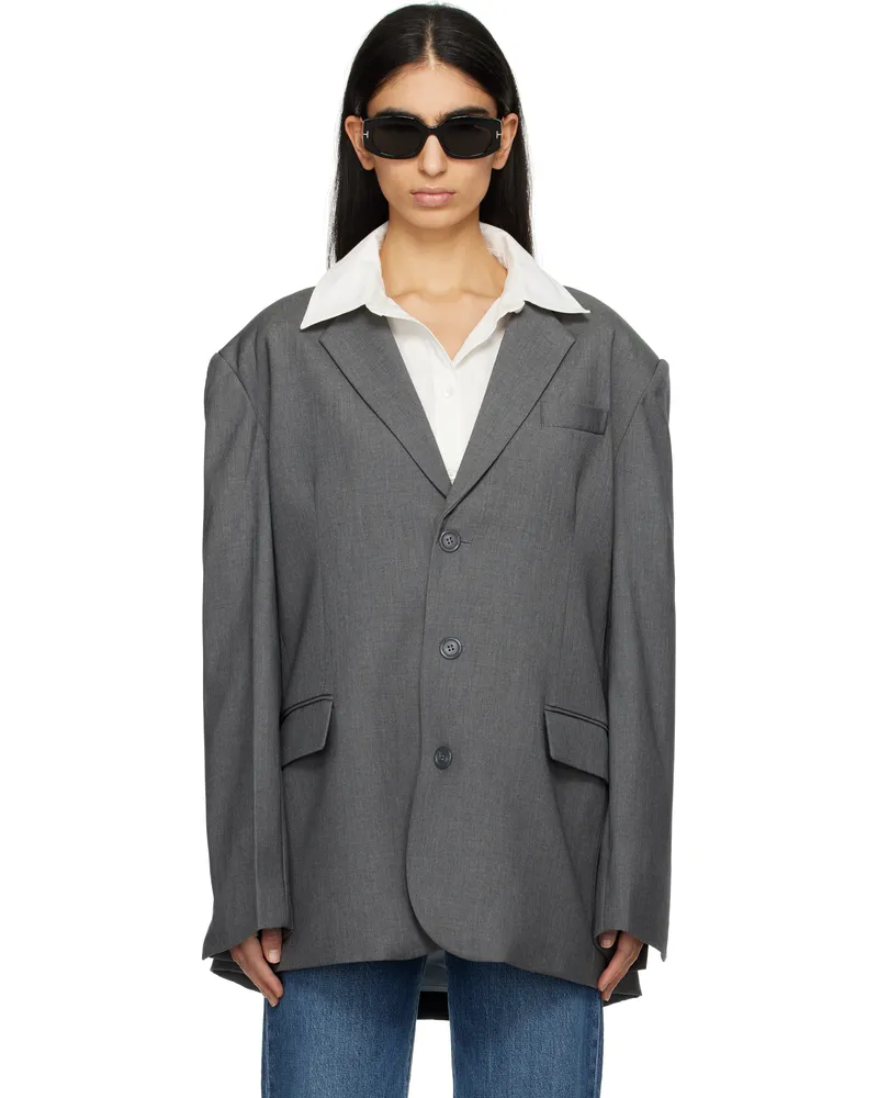 FRANKIE Shop Gray Gelso Oversized Blazer Dark