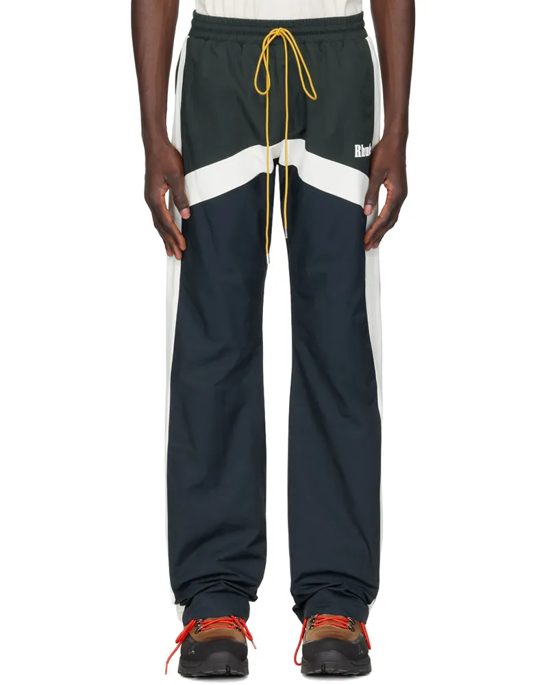 RHUDE Navy & Green Motorsport Track Pants Navy