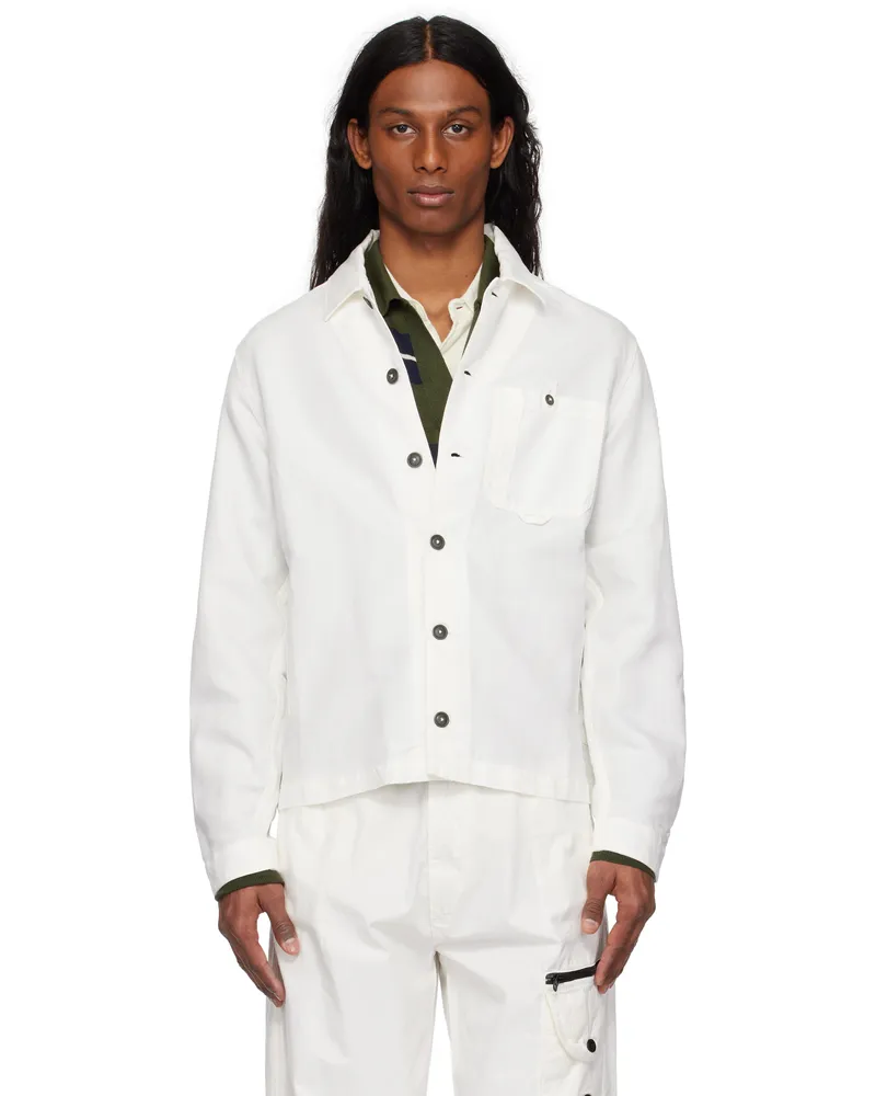 C.P. Company Off-White Cotton Linen Lens Overshirt 103