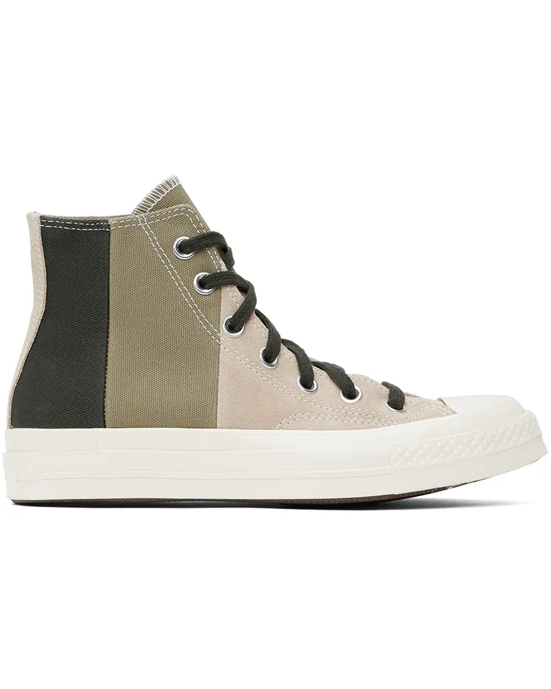 Converse Beige & Khaki Chuck 70 Patchwork Suede High Top Sneakers Nutty