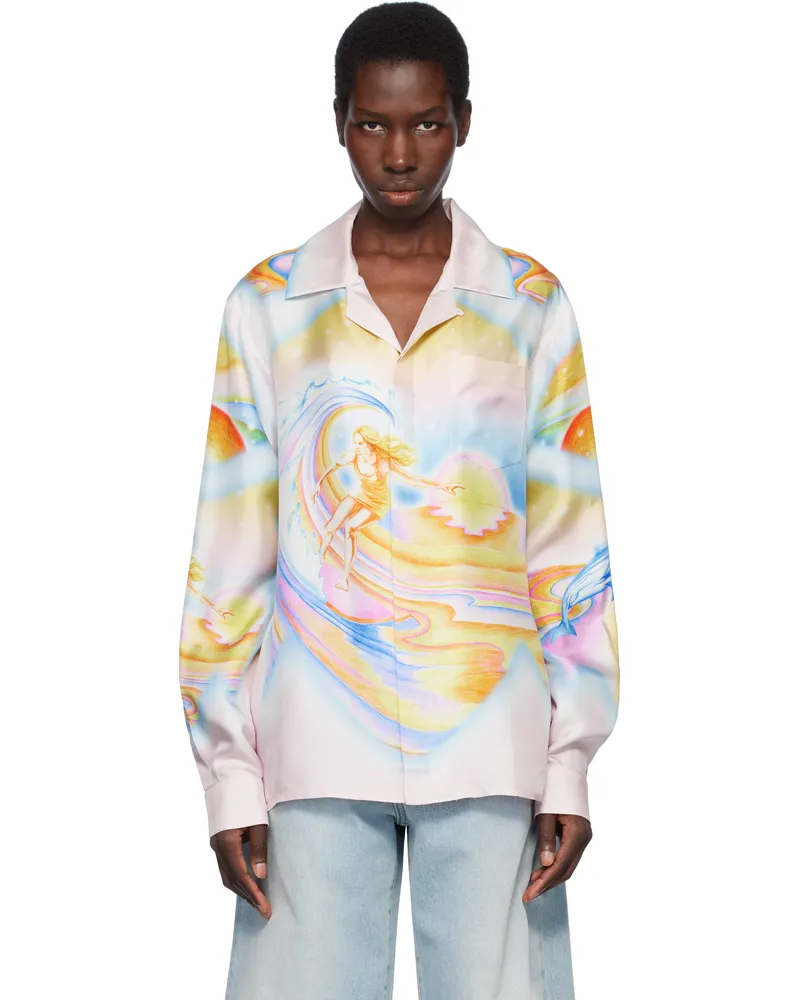Casablanca Paris Multicolor Psychedelic Nirvana Long Sleeve Silk Shirt Psychedelic