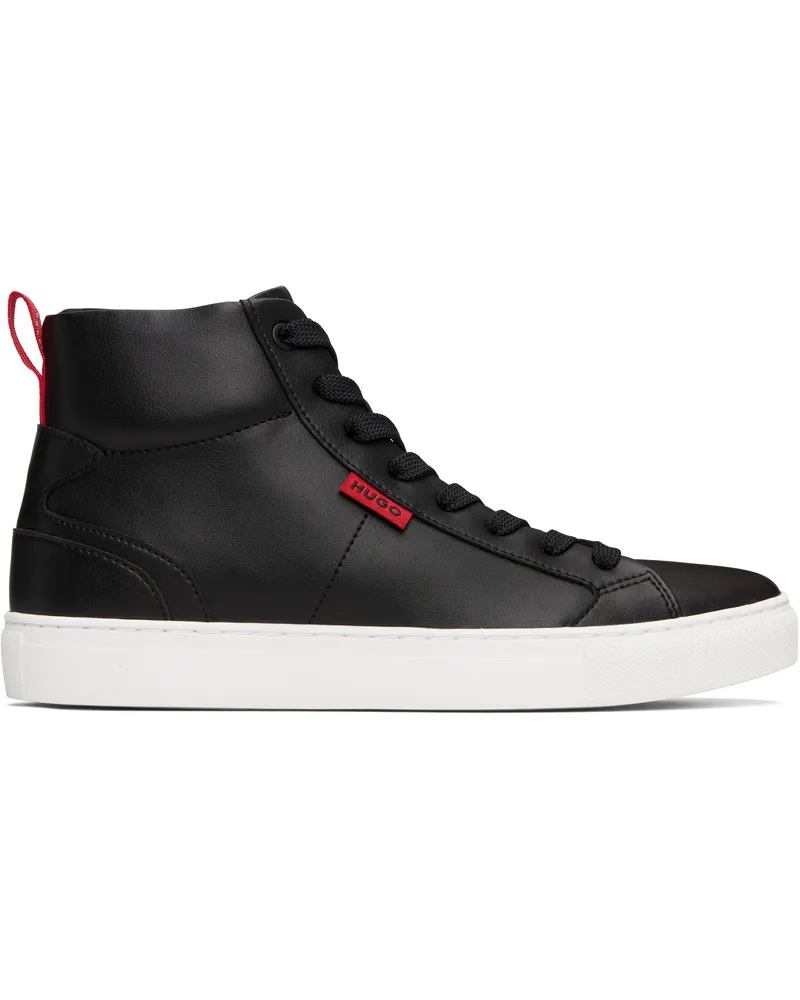 HUGO BOSS Black Faux-Leather High-Top Sneakers 006-black