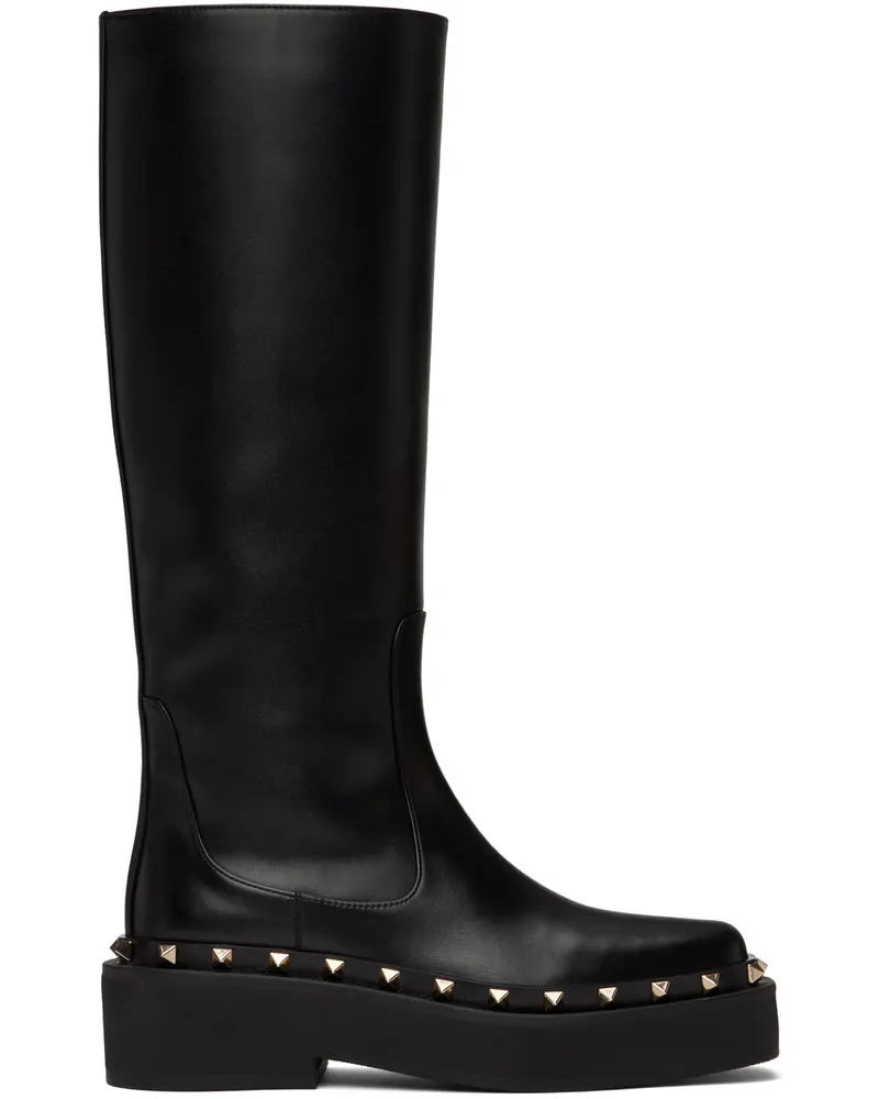 Valentino Garavani Black Rockstud M-Way Boots 0n0