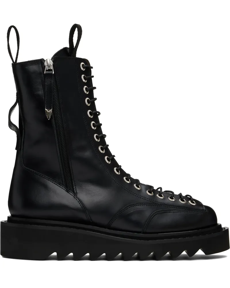 Toga Black Lace-Up Boots Black