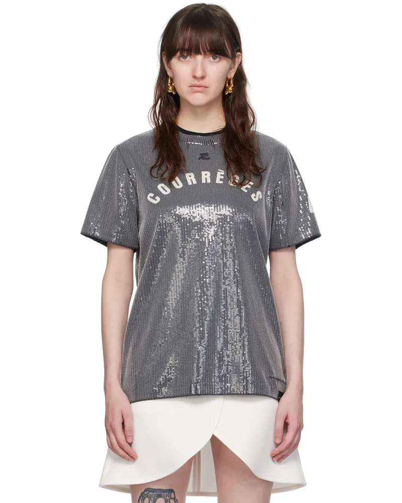Courrèges Gray Sequinned T-Shirt 9071
