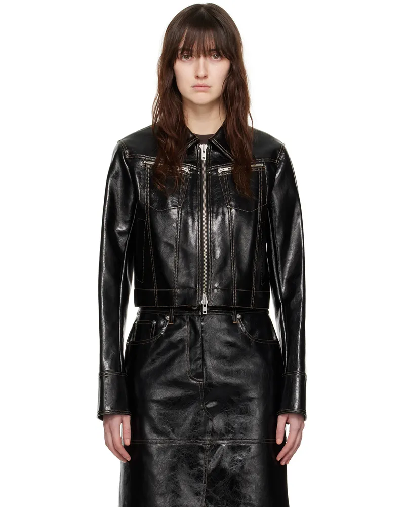 STAND Black Effie Faux-Leather Jacket Black