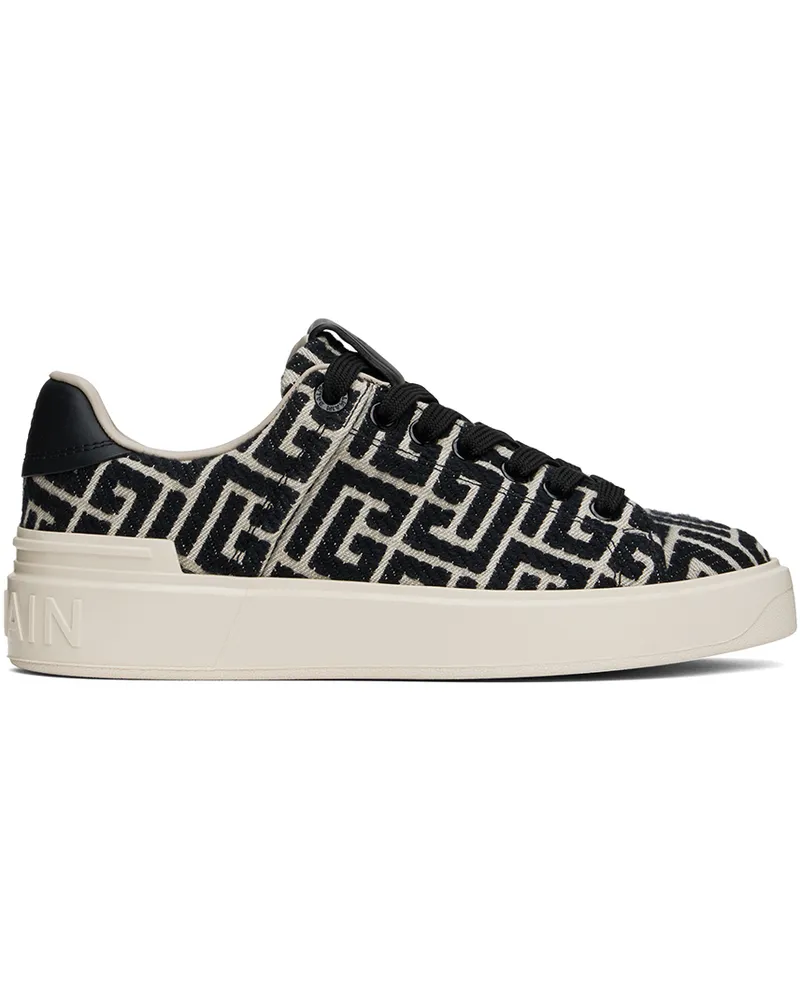 Balmain Black & Off-White B-Court Monogram Sneakers Gfe