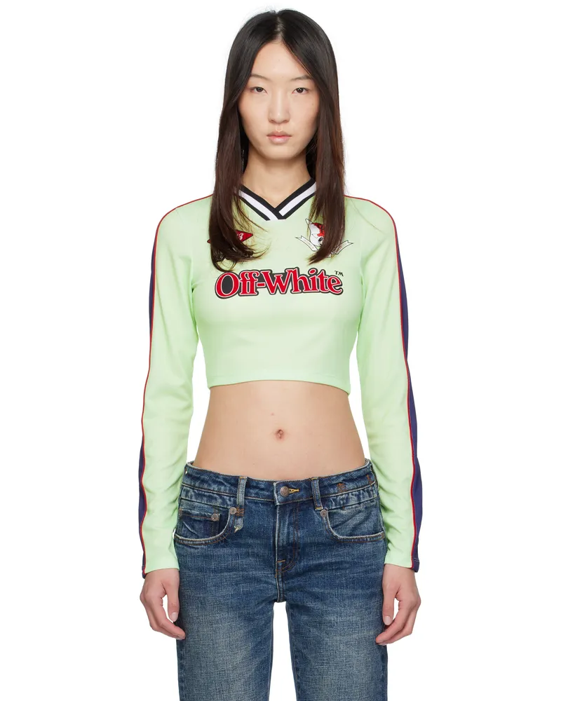 OFF-WHITE Green Long-Sleeved Soccer T-shirt Lime