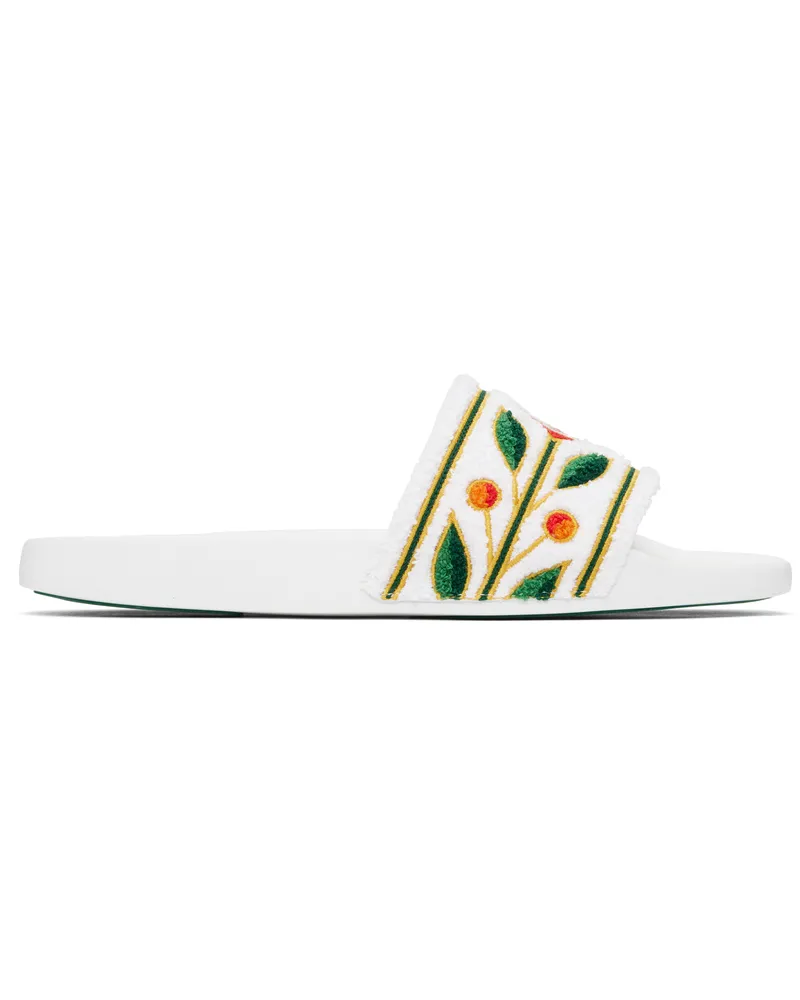Casablanca Paris White Laurel Terry Slides White