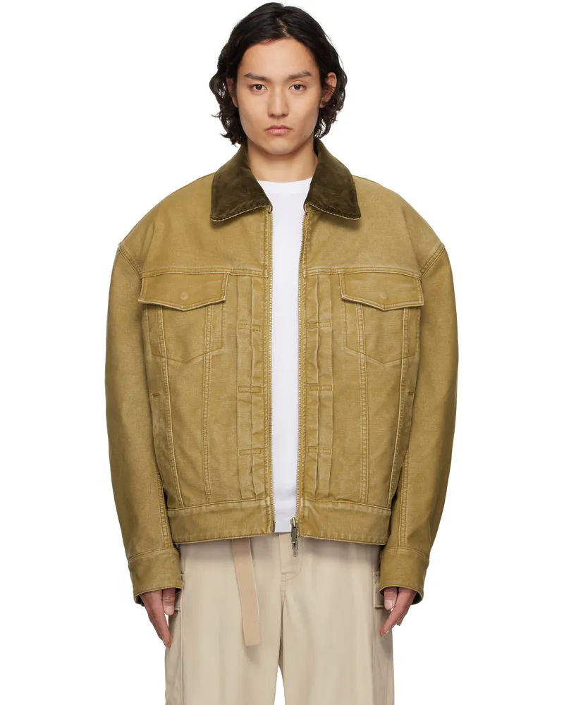 Feng Chen Wang Tan Washed Canvas Workwear Jacket Brown