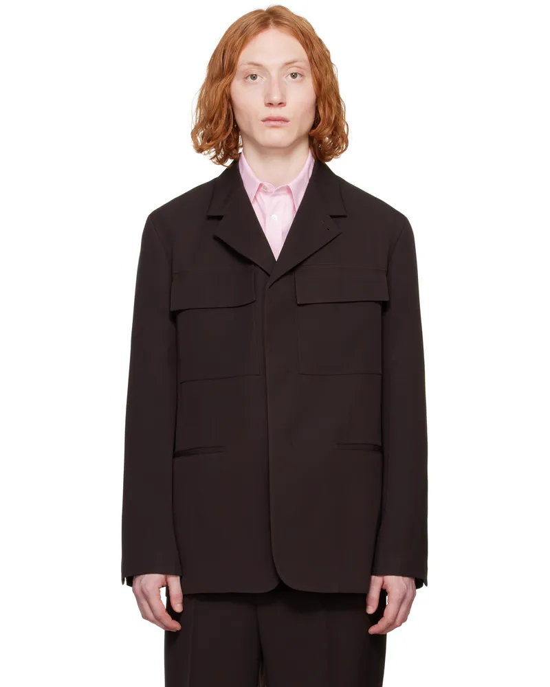 Jil Sander Brown Sharp Wool Gabardine Blazer 201