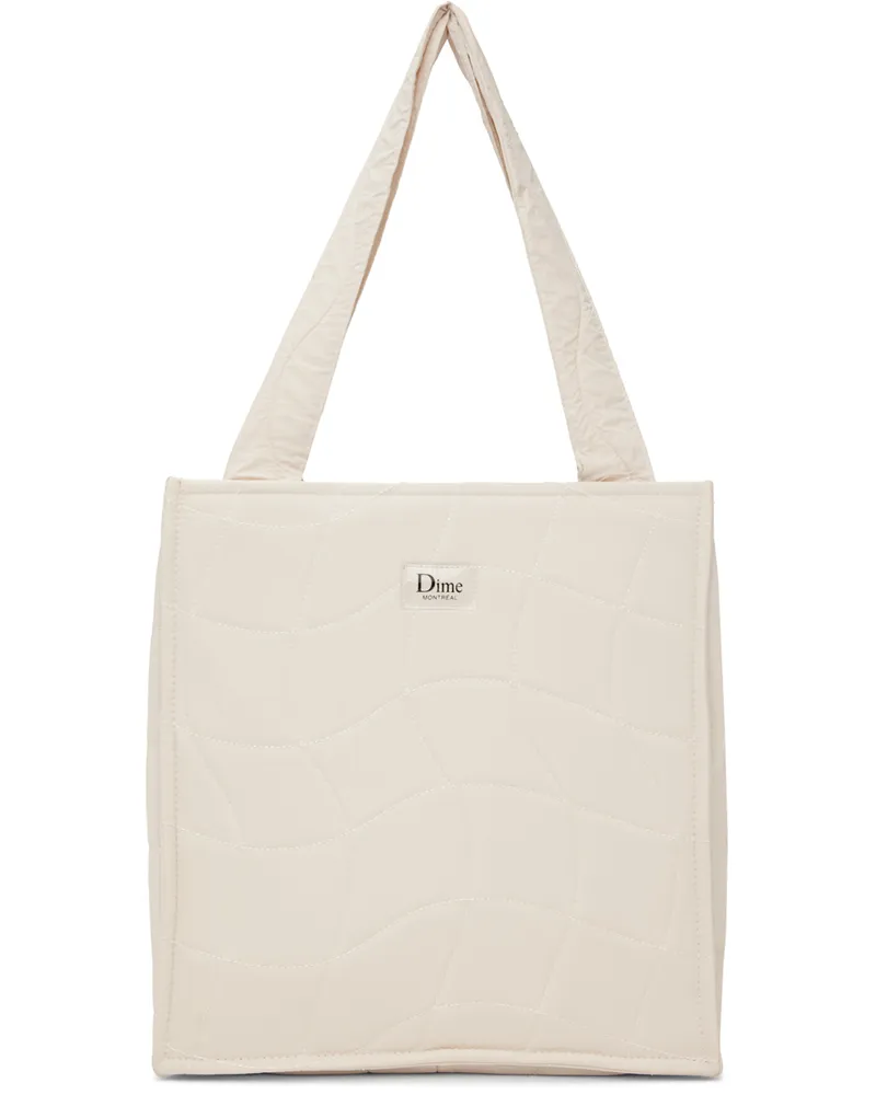 Dime Beige Quilted Tote Tan