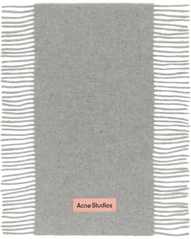 Acne Studios Gray Fringe Wool Scarf X92