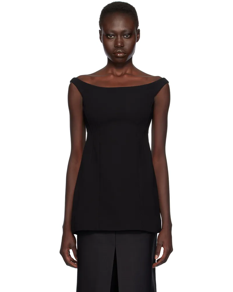 Totême Black Curved Off-Shoulder Top Black