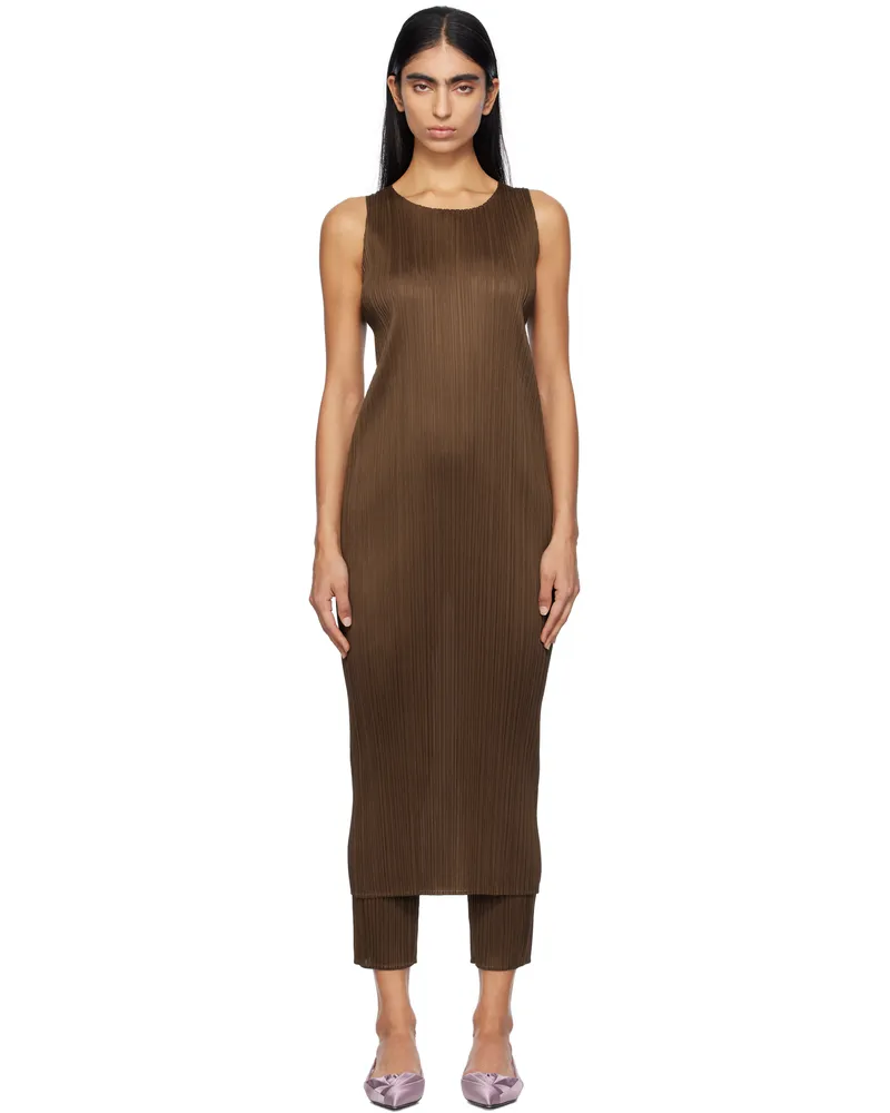 Issey Miyake Brown New Colorful Basics 4 Maxi Dress 44