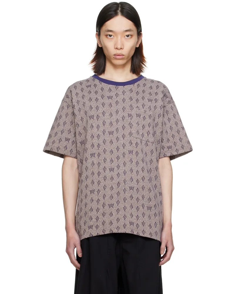 NEEDLES Purple Papillon & Floral T-Shirt B-grey