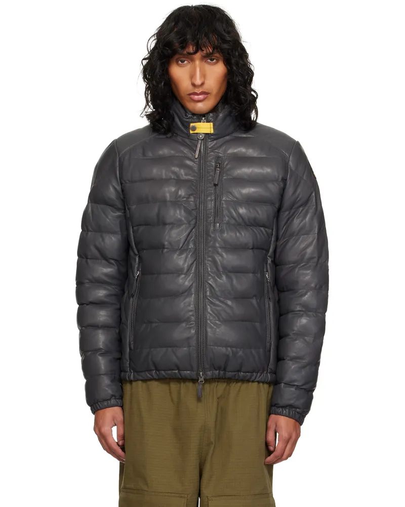 Parajumpers Gray Earnie Leather Jacket 0736