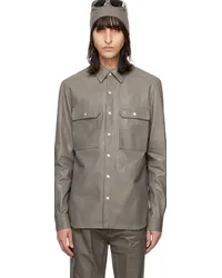 Rick Owens Gray Outershirt Leather Jacket Dust