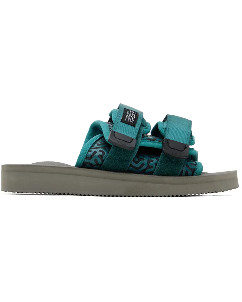 SUICOKE Blue & Gray MOTO-Cab Sandals D.teal