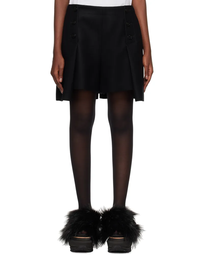 Sacai Black Wool Melton Shorts 001