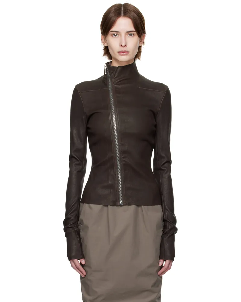Rick Owens Brown Hollywood JKT Leather Jacket 14