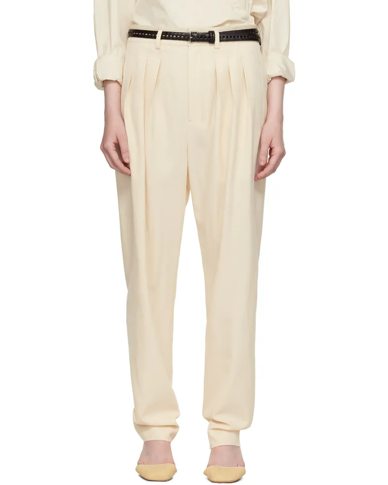Christophe Lemaire Off-White Pleated Tailored Trousers Bg198