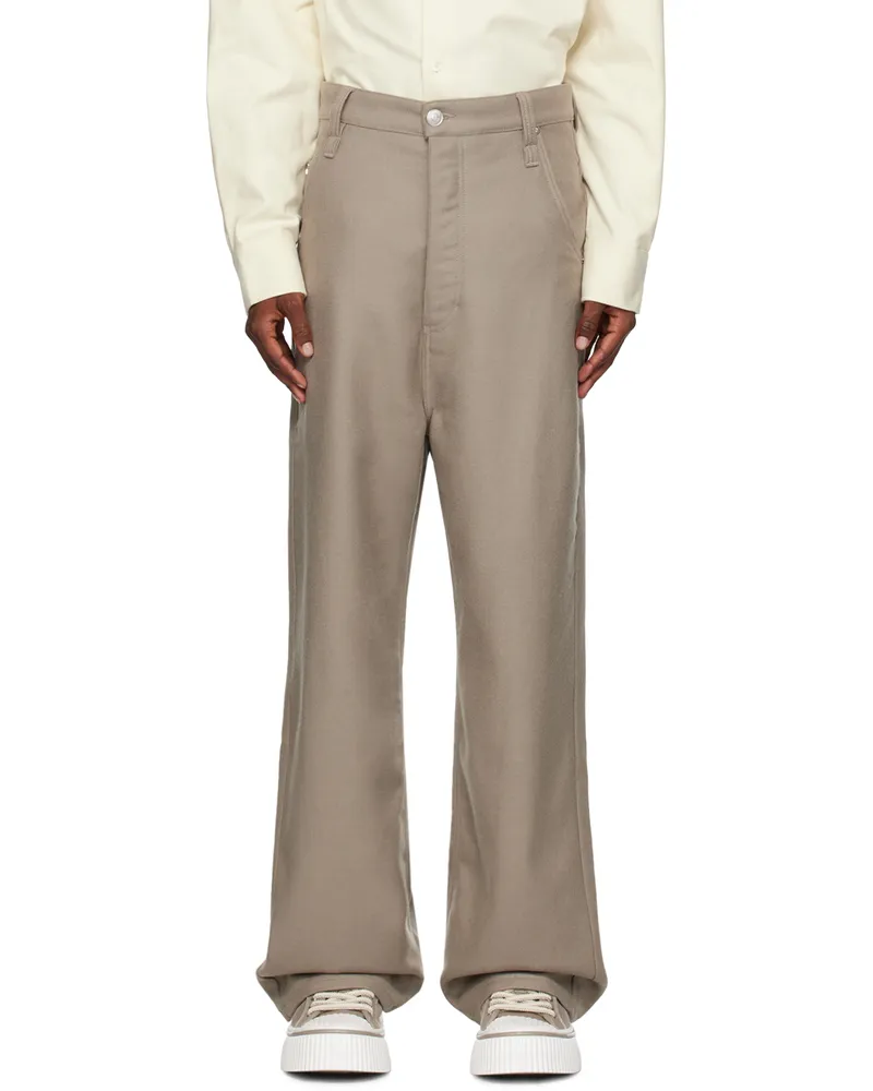 AMI Paris Taupe Baggy Fit Trousers Taupe