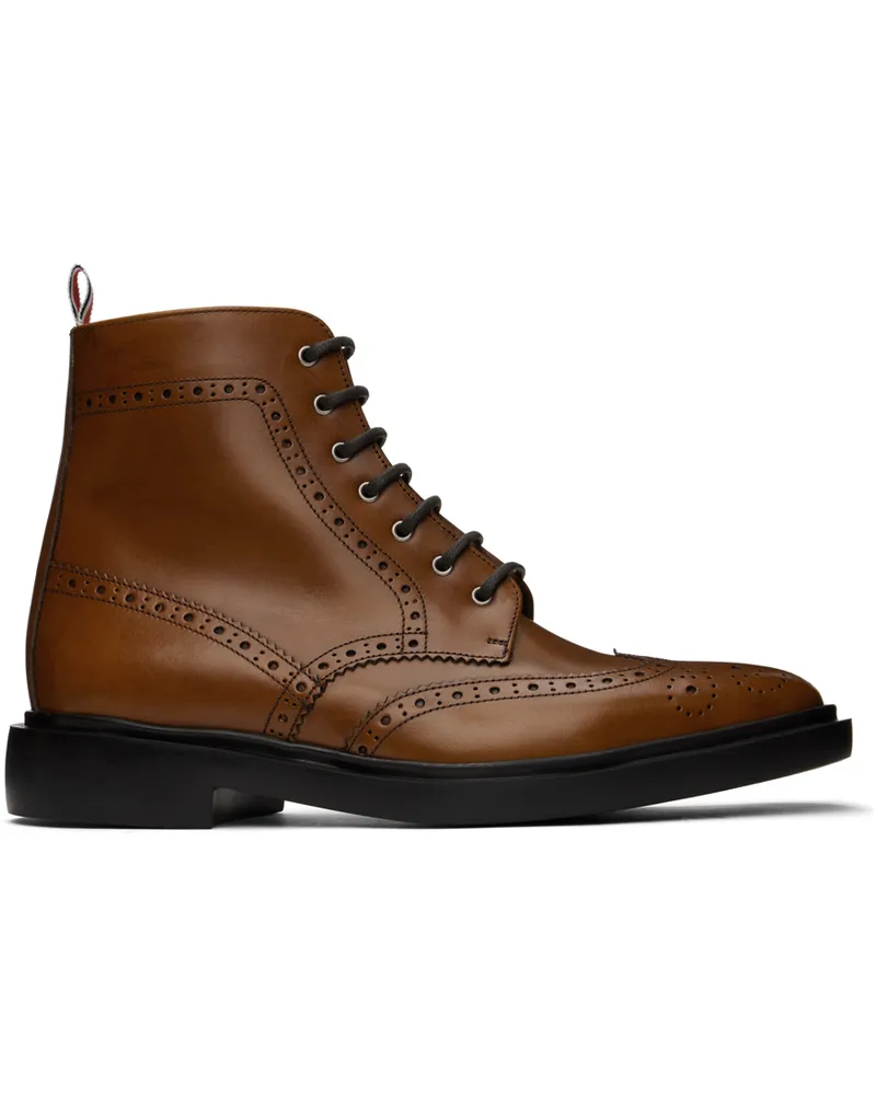 Thom Browne Brown Classic Wingtip Brogue Boots Med