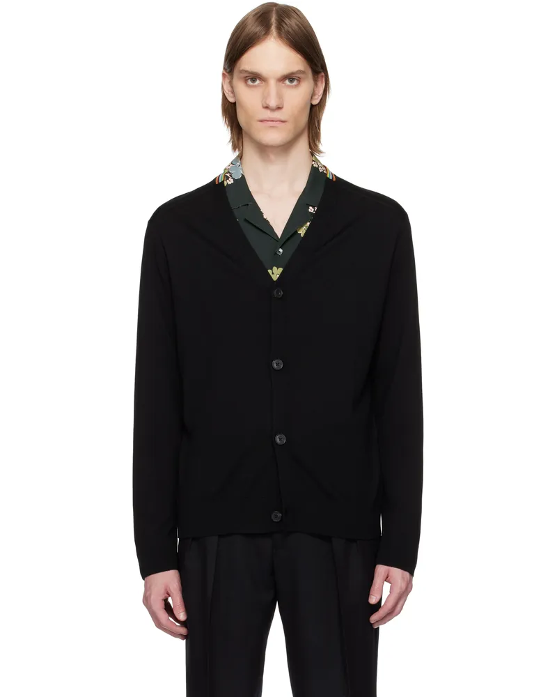 Paul Smith Black Washable Wool Signature Stripe Cardigan 79