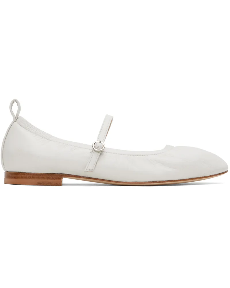 Youth Off-White Leather Ballerina Flats Ivory
