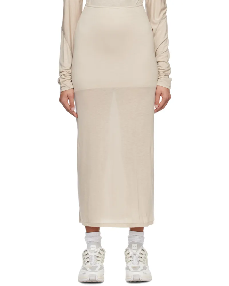 Post Archive Faction Off-White & Gray Paneled Midi Skirt Warm